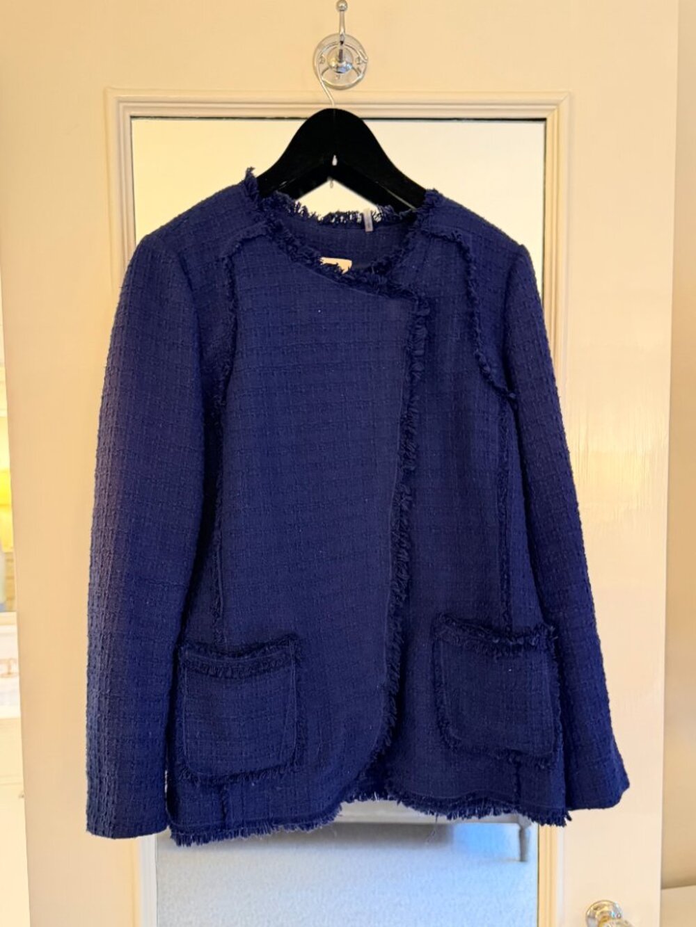 REBECCA TAYLOR Asymmetrical Fringe Tweed Jacket